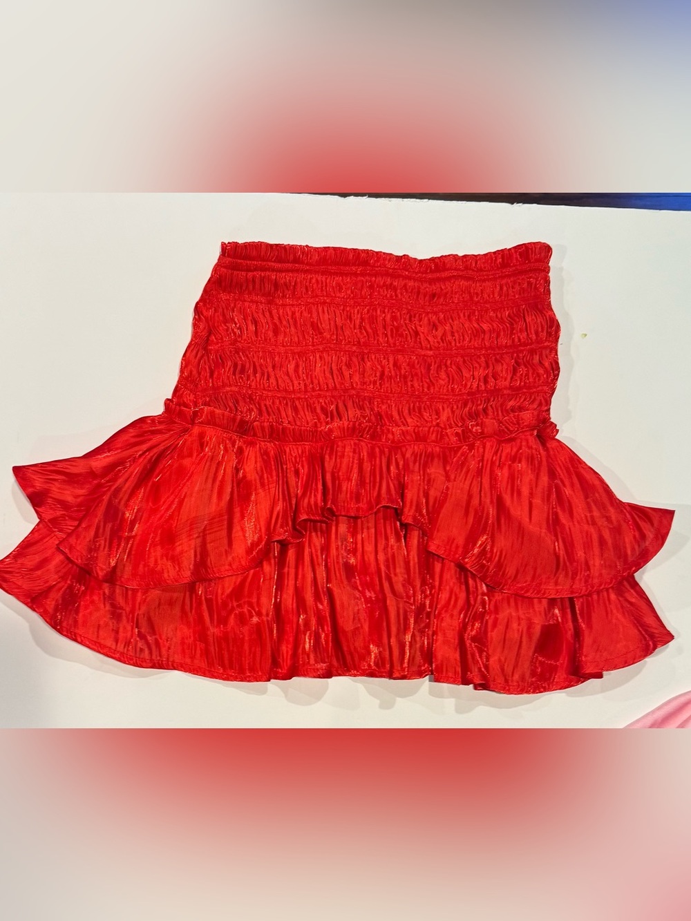 glam Red Tiered Ruffle Mini Skirt